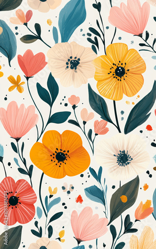  Vintage floral texture art background 