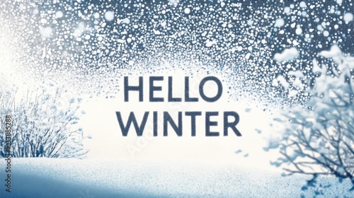 Hello Winter: Serene Snowfall over Tranquil Frosty Landscape