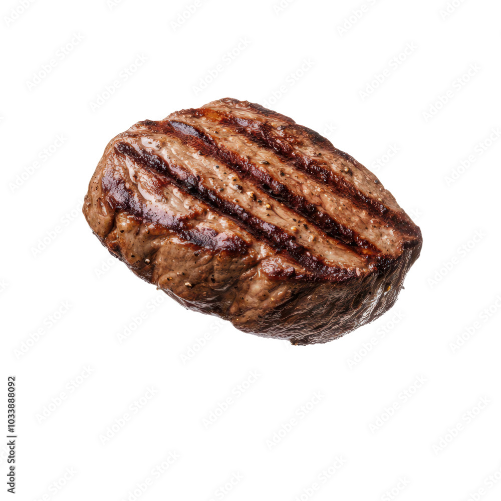 Juicy grilled steak with perfectly seared edges, artfully floating against a vibrant background. Juicy grilled steak with perfectly seared edges, artfully floating against a vibrant background.