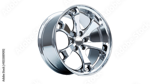 Silver rim from a car on a white background, transparent