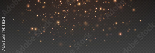  Vector gold dust. Gold dust or glowing particles on an isolated transparent background. Christmas magic dust. Golden or sparkling dust png.