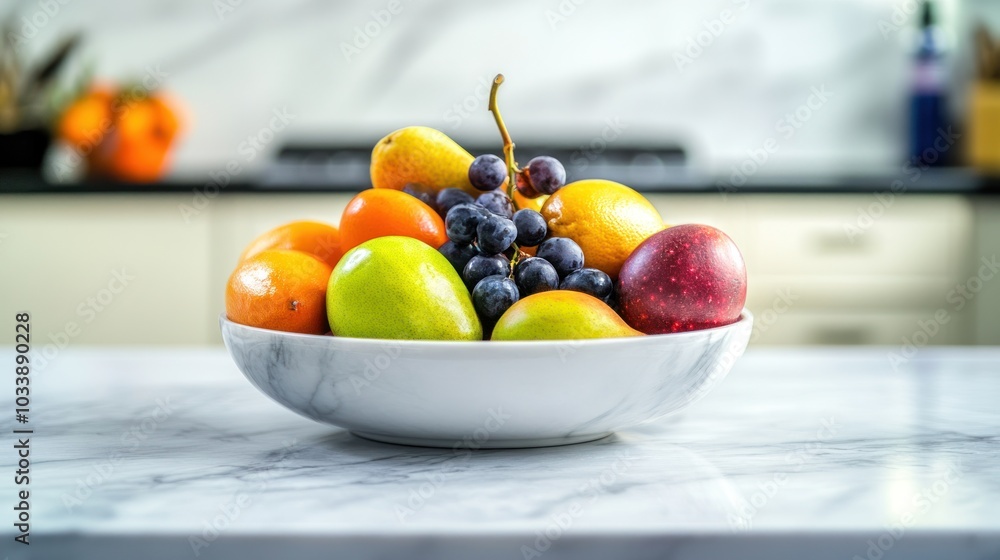 Fruit Bowl on Marble Counter Fruit Bowl on Marble Counter