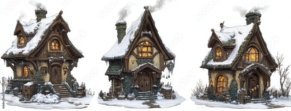 Simple illustration of a cartoon small town house. Simple illustration of a cartoon small town house.