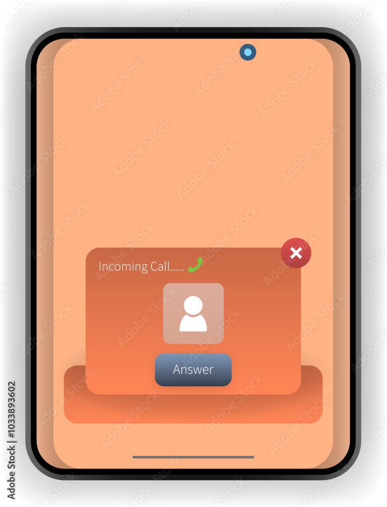 Orange Themed Smartphone Interface Illustrating Incoming Call ...
