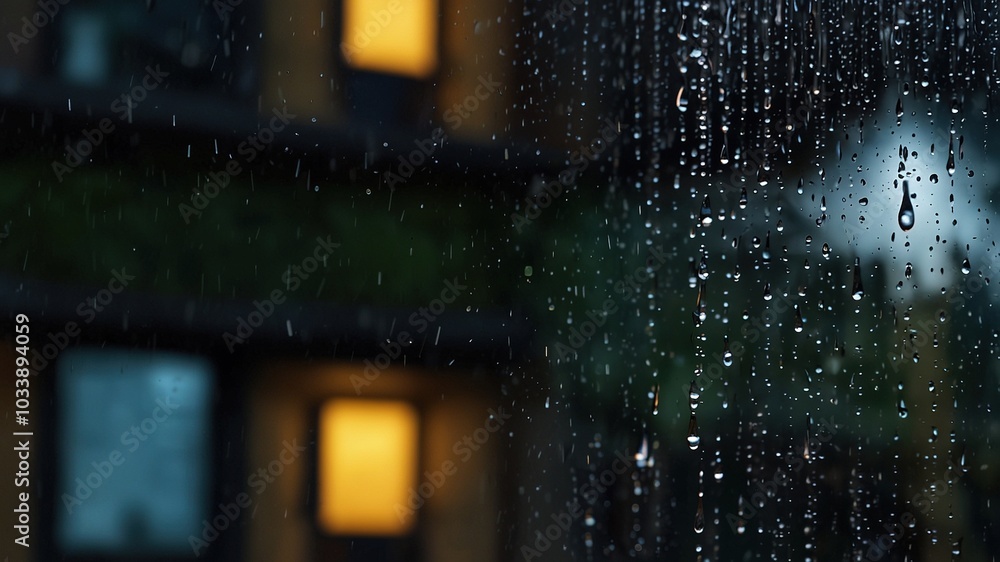 Rain-Drenched Window with Luminous Background Rain-Drenched Window with Luminous Background