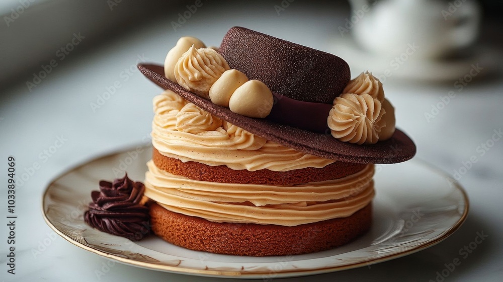 A creative cake designed like a hat. A creative cake designed like a hat.