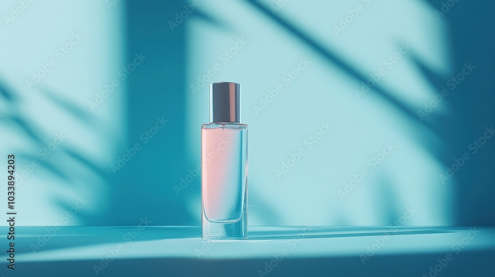 Shot of a beauty product in a studio against a blue background Shot of a beauty product in a studio against a blue background