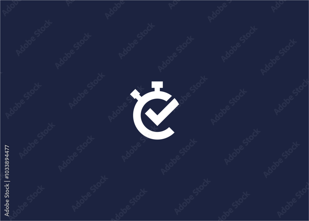 Letter c with stopwatch and check logo icon design vector design template inspiration Letter c with stopwatch and check logo icon design vector design template inspiration