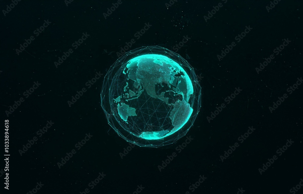 A digital rendering of Earth, composed of glowing lines and points, with a dark background. A digital rendering of Earth, composed of glowing lines and points, with a dark background.