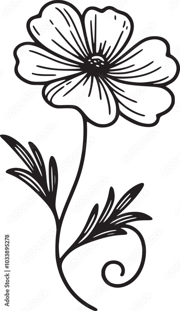 This is an illustration of flowers in a simple and modern line art style. This is an illustration of flowers in a simple and modern line art style.