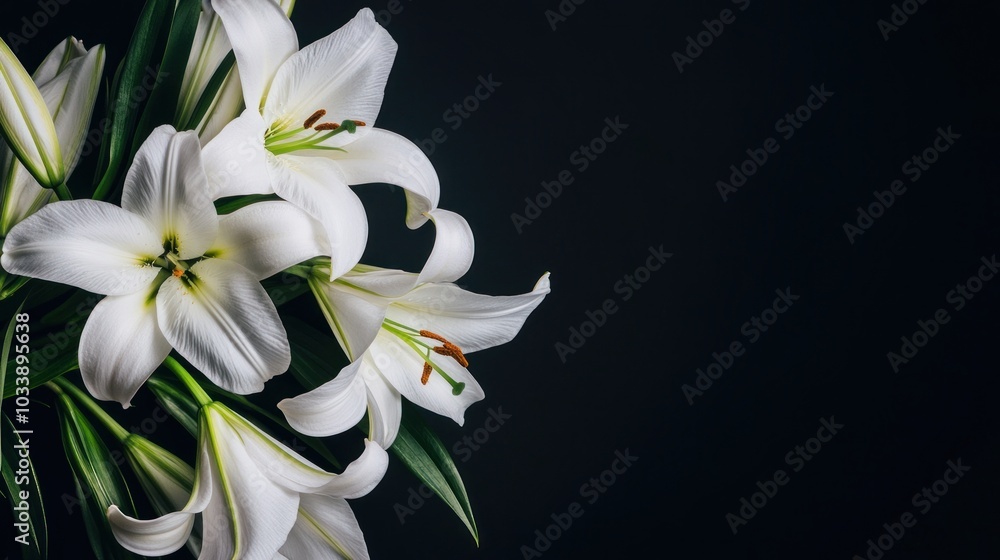 White Lilies on a Black Background White Lilies on a Black Background