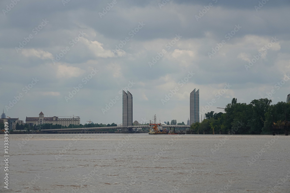 active industrial city on the banks of a fast river active industrial city on the banks of a fast river