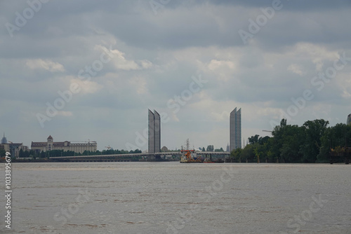 active industrial city on the banks of a fast river