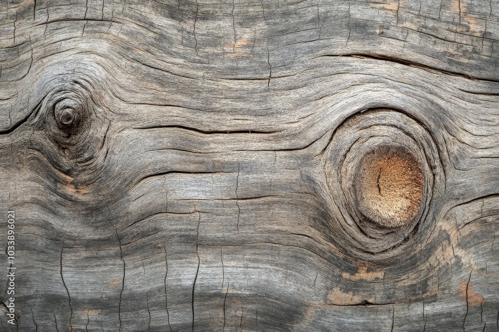 Fototapeta premium A detailed image of a single wooden plank, showcasing a prominent knot that highlights the character and complexity of wood in its natural form.