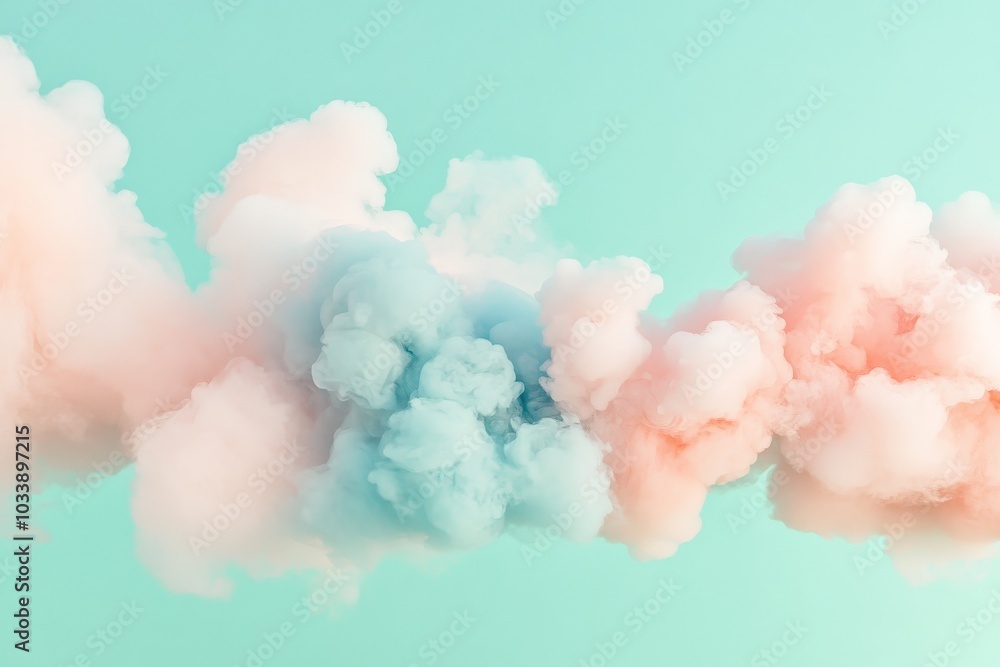This serene image features soft pastel clouds in hues of pink and teal, creating an atmospheric and artistic display that is both captivating and peaceful. This serene image features soft pastel clouds in hues of pink and teal, creating an atmospheric and artistic display that is both captivating and peaceful.
