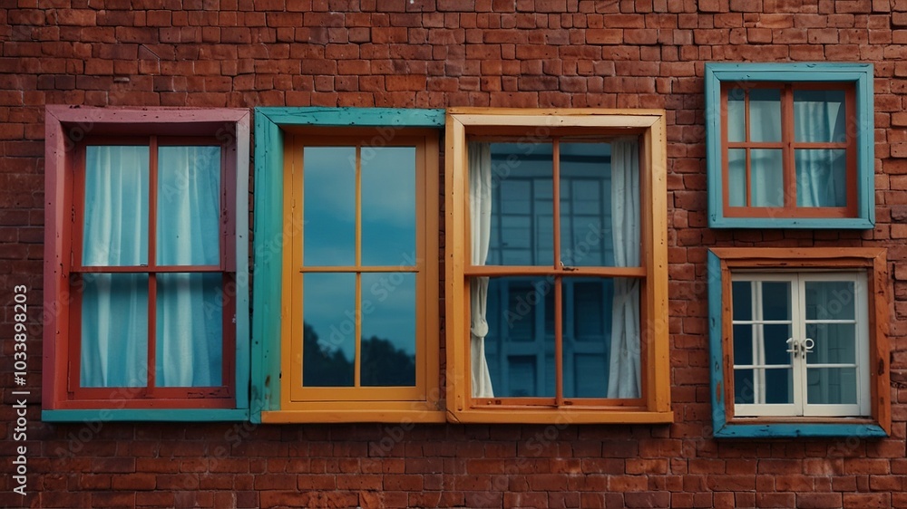 Fototapeta premium Square Homes Window Window Pictogram Collection