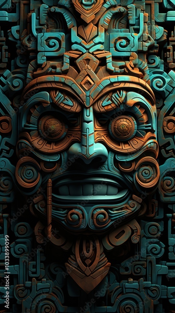 Aztec totem representation architecture. Aztec totem representation architecture.