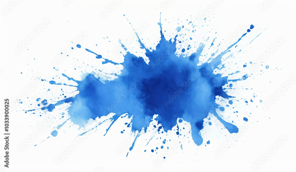 Fototapeta premium Blue watercolor splash on white