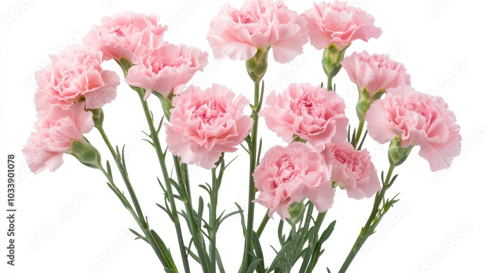 A delicate arrangement of pink carnations, representing admiration and gratitude, ideal for Mother's Day or appreciation events A delicate arrangement of pink carnations, representing admiration and gratitude, ideal for Mother's Day or appreciation events