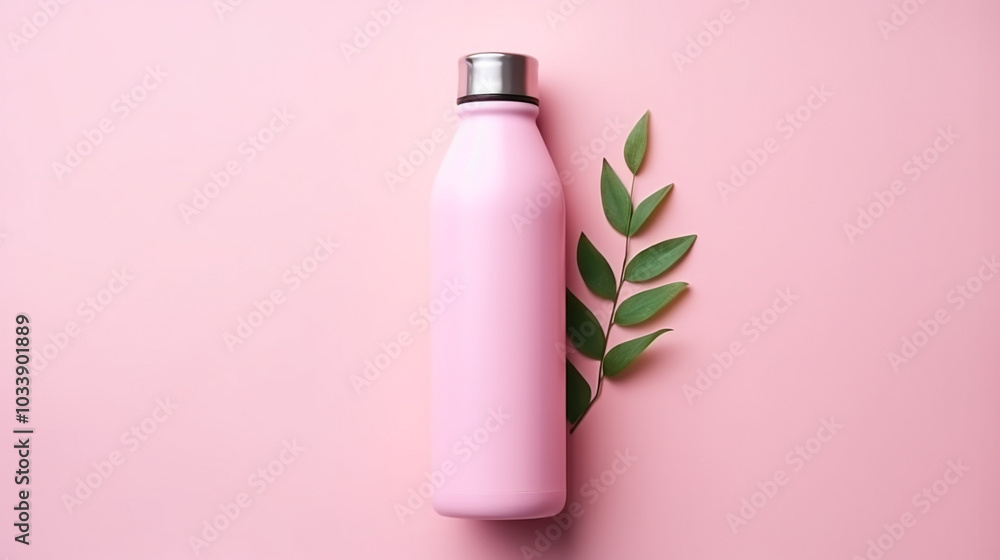 A plastic bottle without label on pink background. Mockup for cosmetic product, minimal concept. A plastic bottle without label on pink background. Mockup for cosmetic product, minimal concept.