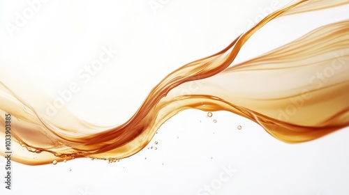 abstract swirling streams of caramel liquid cascading gracefully against a stark white background, evoking indulgence and fluid motion in a captivating design