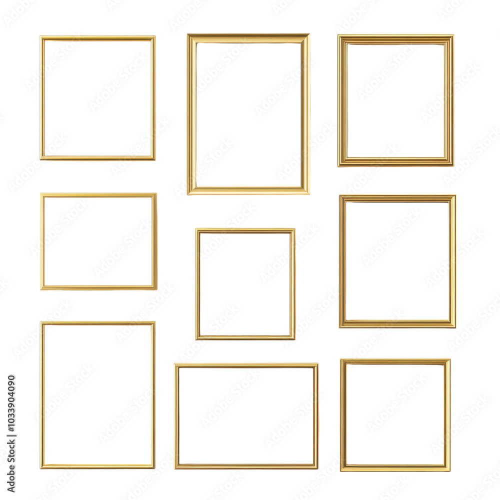 Elegant Set of Golden Frames with Subtle Brushed Metal Texture for Stylish Displays and Artistic Presentations Elegant Set of Golden Frames with Subtle Brushed Metal Texture for Stylish Displays and Artistic Presentations