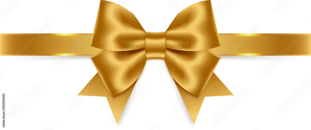 Golden bow with ribbon. Vector illustration Golden bow with ribbon. Vector illustration