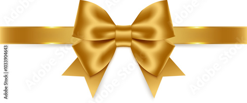 Golden bow with ribbon. Vector illustration