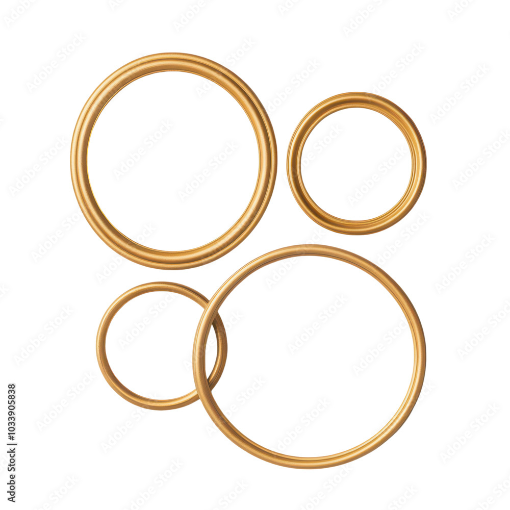 Elegant Set of Smooth Polished Golden Frames in Modern Round Shapes for Stylish Decor and Design Elegant Set of Smooth Polished Golden Frames in Modern Round Shapes for Stylish Decor and Design