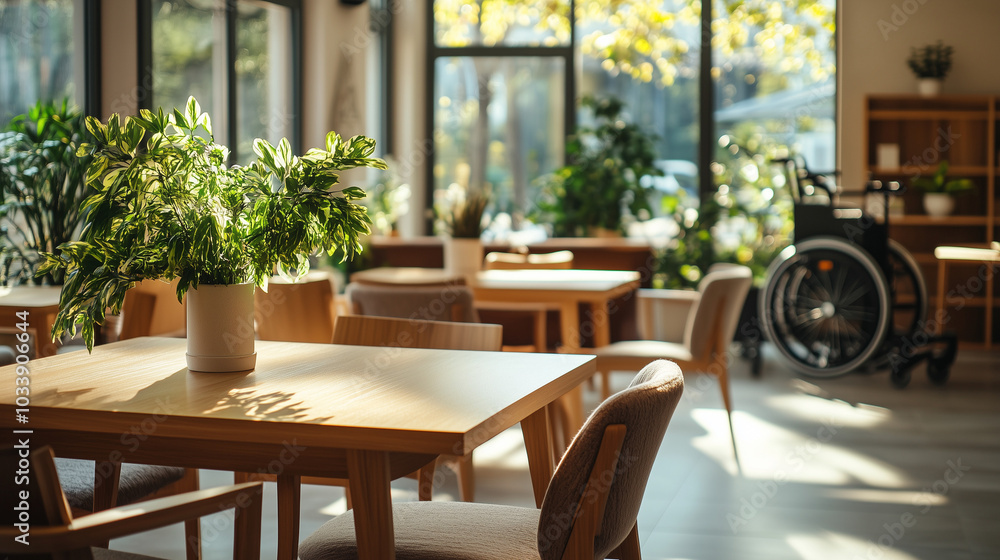 Obraz premium 介護施設や病院の居心地のよい魅力的なラウンジエリア
