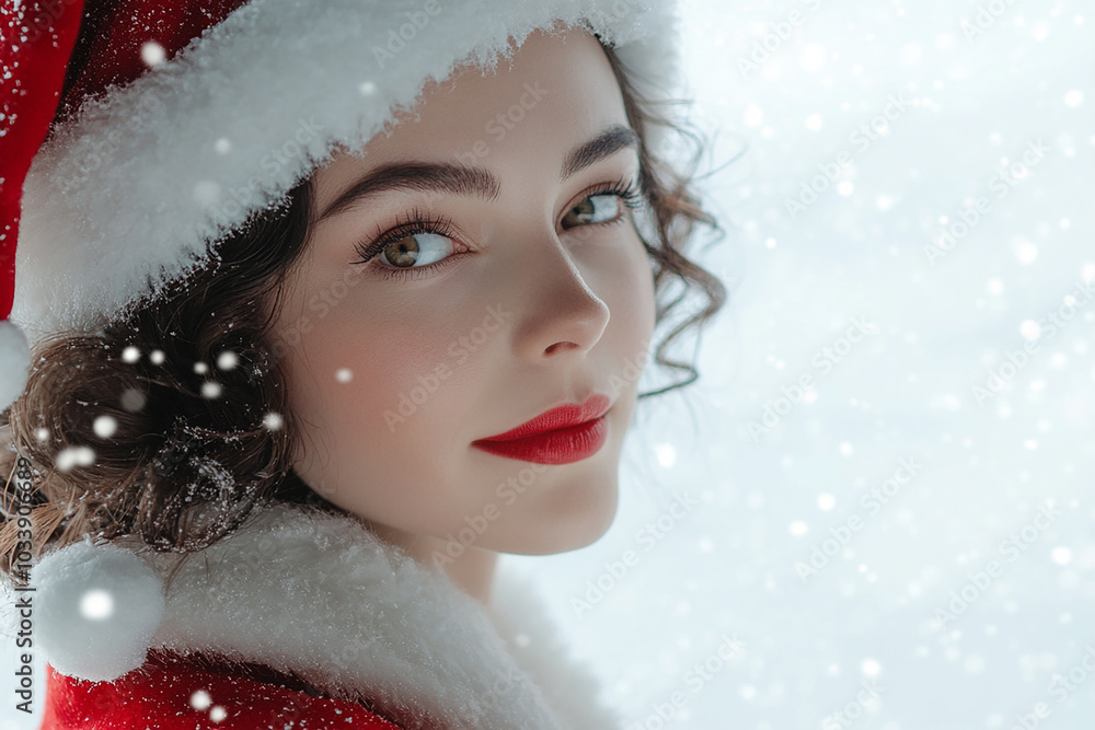 Beautiful girl in Christmas outfit on white background Beautiful girl in Christmas outfit on white background