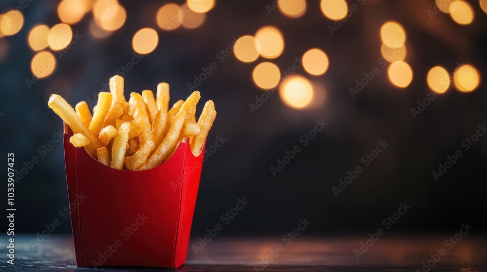 Crispy French Fries in Red Box Crispy French Fries in Red Box