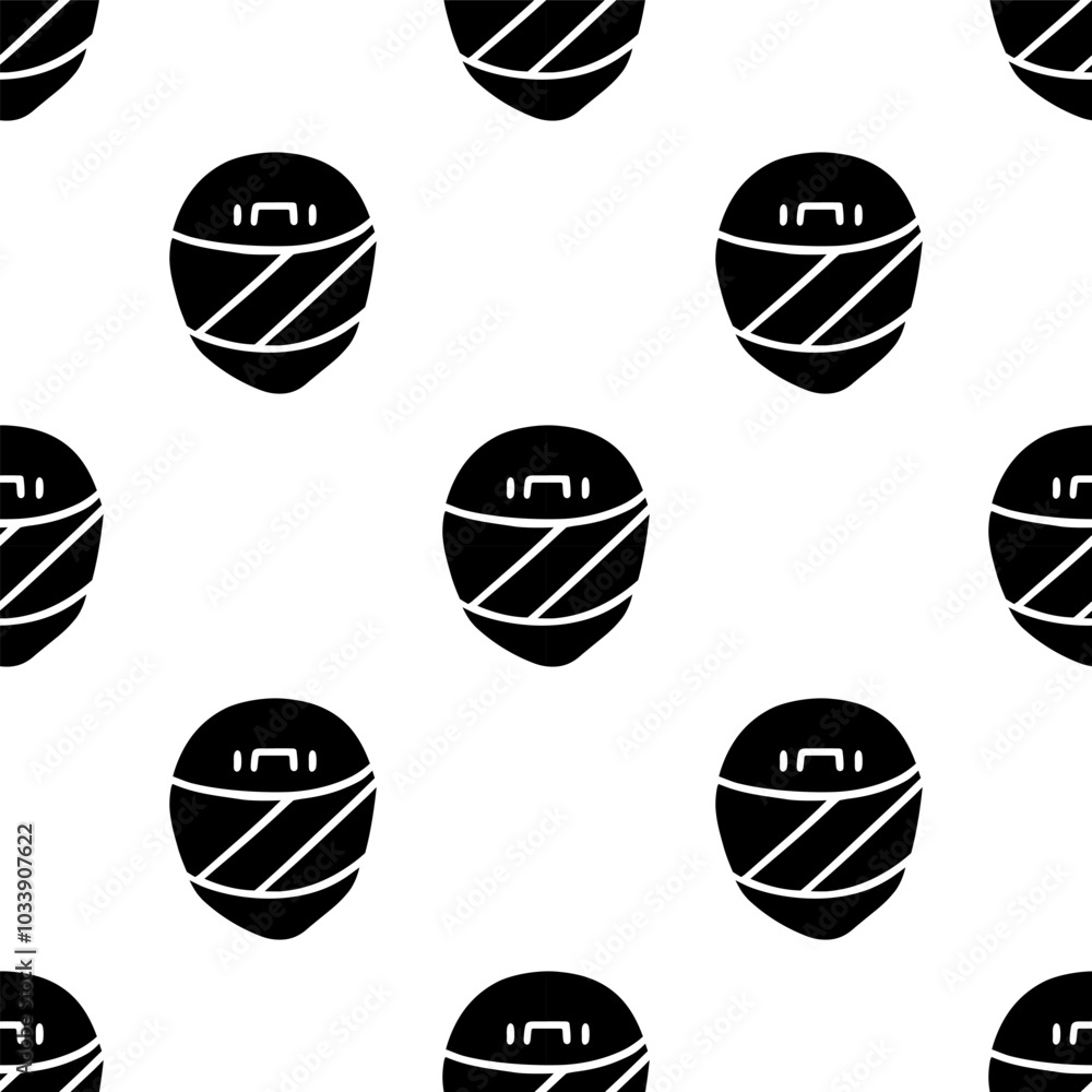 Fototapeta premium Helmet cartoon silhouette seamless pattern, Vector.