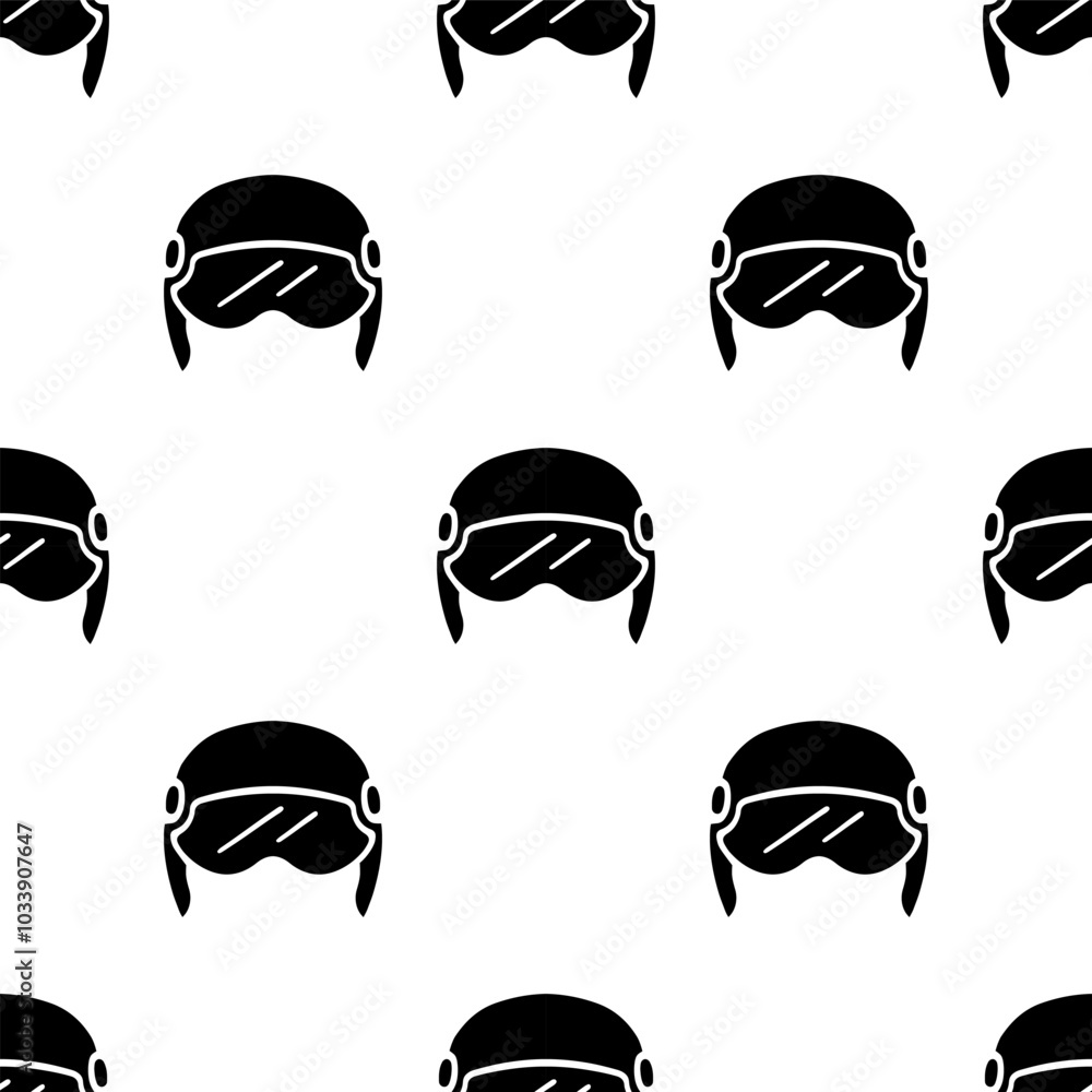 Pilot helmet cartoon silhouette seamless pattern, Vector. Pilot helmet cartoon silhouette seamless pattern, Vector.
