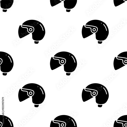 Helmet cartoon silhouette seamless pattern, Vector.