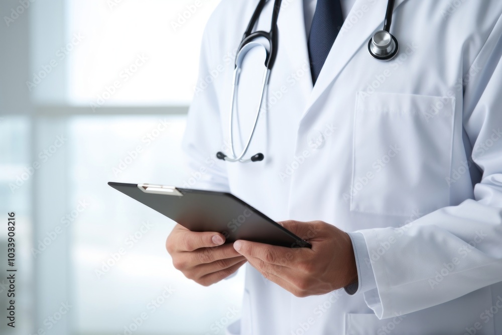 Doctor holding stethoscope electronics. Doctor holding stethoscope electronics.