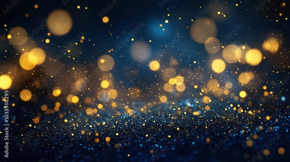 an abstract dark blue background interspersed with shimmering gold particles, creating a luxurious and festive atmosphere perfect for holiday celebrations an abstract dark blue background interspersed with shimmering gold particles, creating a luxurious and festive atmosphere perfect for holiday celebrations