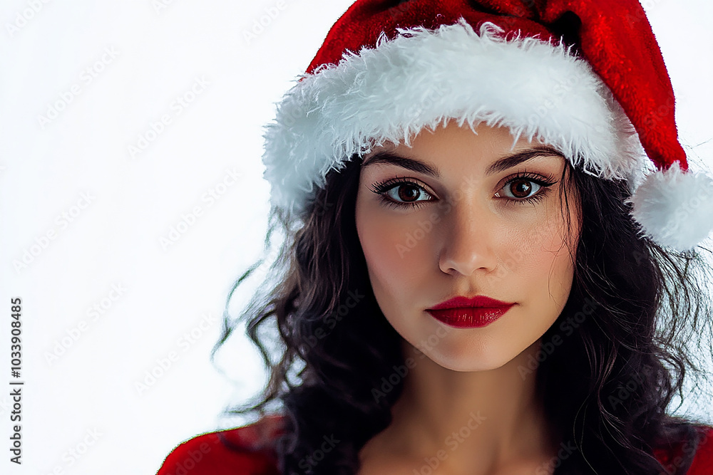 Beautiful girl in Christmas outfit on white background Beautiful girl in Christmas outfit on white background