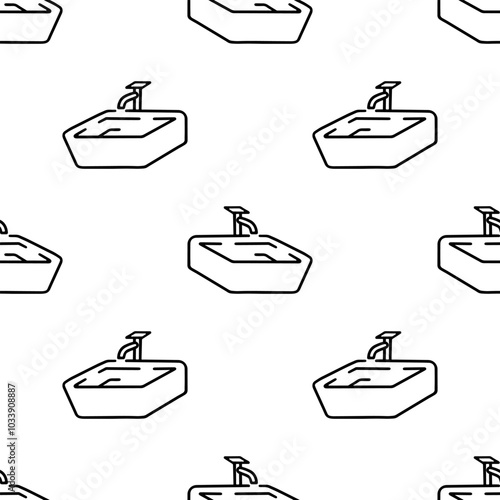 Wash basin cartoon doodle seamless pattern, Vector.