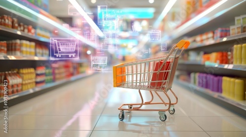 Wallpaper Mural A shopping cart positioned in a bright, modern environment Torontodigital.ca