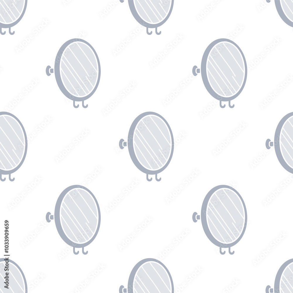 Obraz premium Bathroom mirror cartoon seamless pattern, Vector.