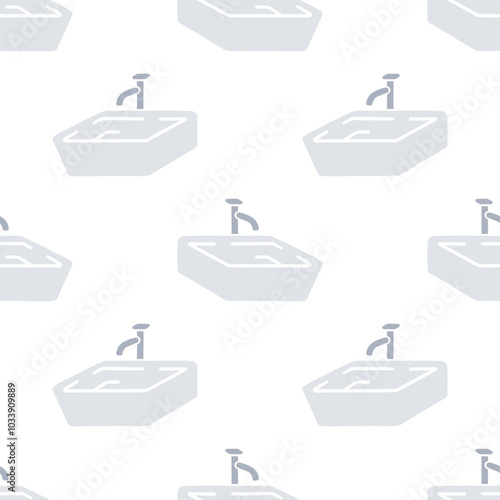 Wash basin cartoon seamless pattern, Vector.