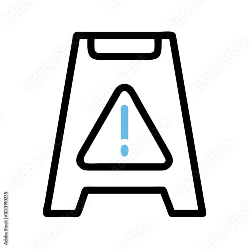 Slippery floor warning sign icon in black and yellow for safety precautions