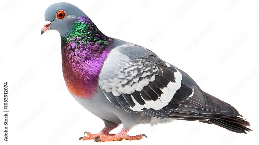 Fototapeta premium Red sport pigeon isolated on white.