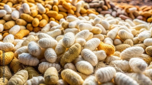 Aerial View of Silkworm Cocoon Pile - Nature's Textiles and Sustainable Farming