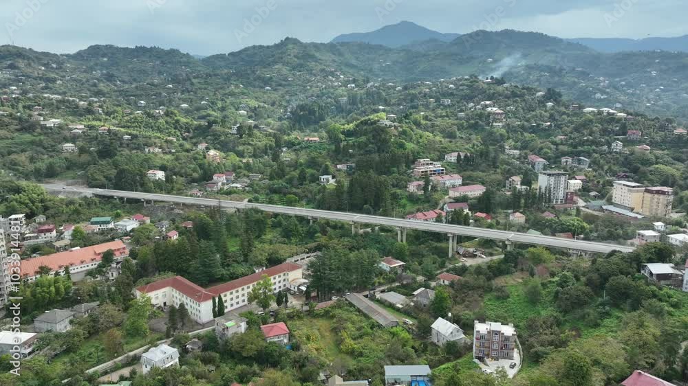 Aerial view of new Batumi Bypass Road. Drone shot above highway Aerial view of new Batumi Bypass Road. Drone shot above highway