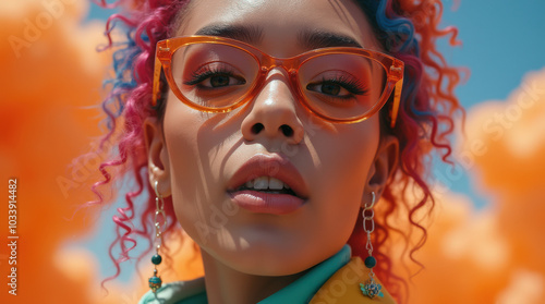 Vibrant Surreal Fashion Shoot with Bold Sunglasses and Neon Makeup - 90s Style High Fashion Editorial