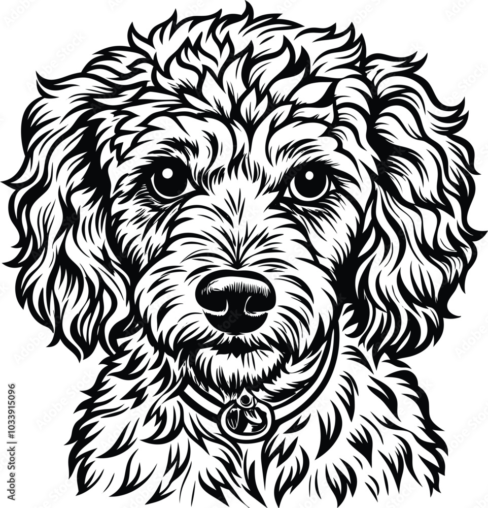 hand-drawn line art illustration of a Toy Poodle in a side view hand-drawn line art illustration of a Toy Poodle in a side view