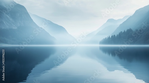 meditative background with soft, blurred edges, conveying the stillness of a mountain lake