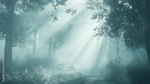 calming background with organic shapes and muted colors, reflecting the serenity of a moonlit forest